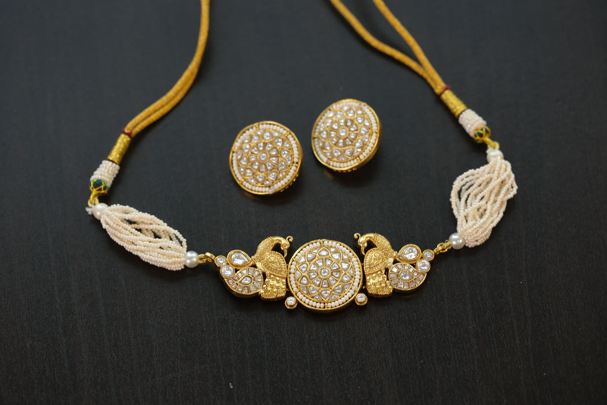 Jadau Kundan Choker Set - Clear