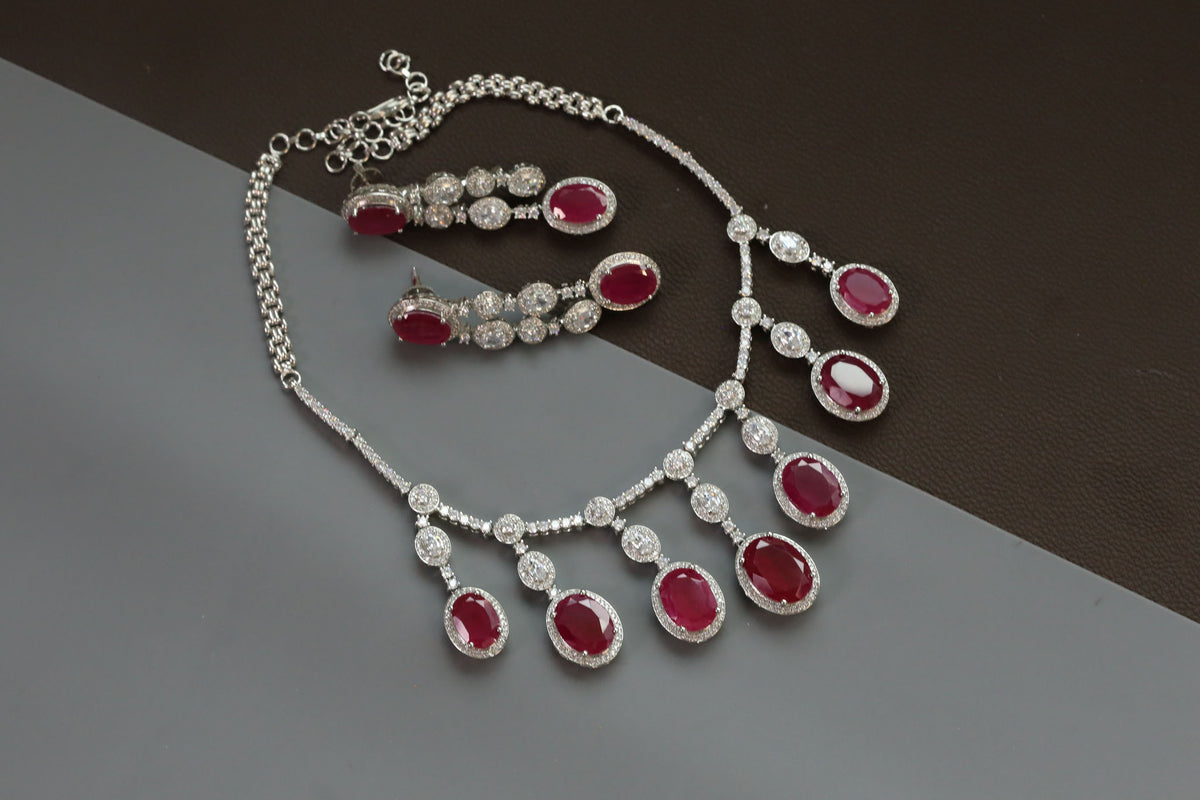 Lara Designer Micro CZ & Doublet Necklace Set