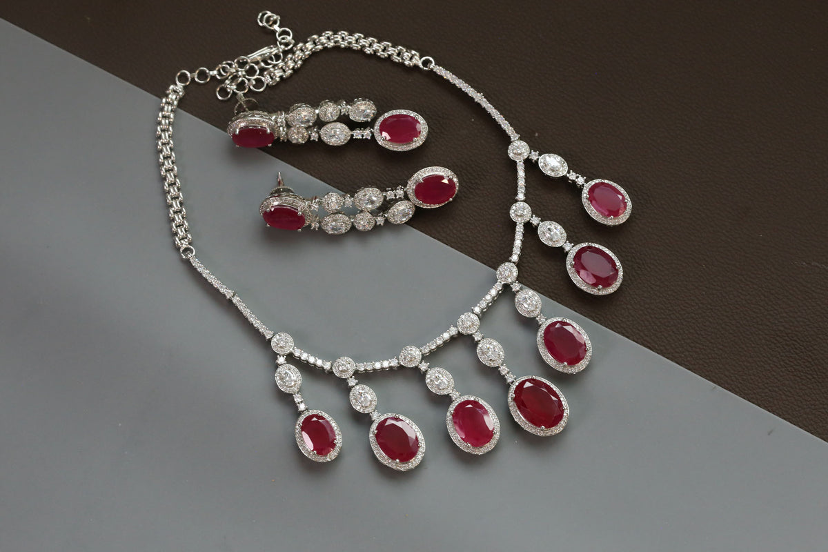 Lara Designer Micro CZ & Doublet Necklace Set