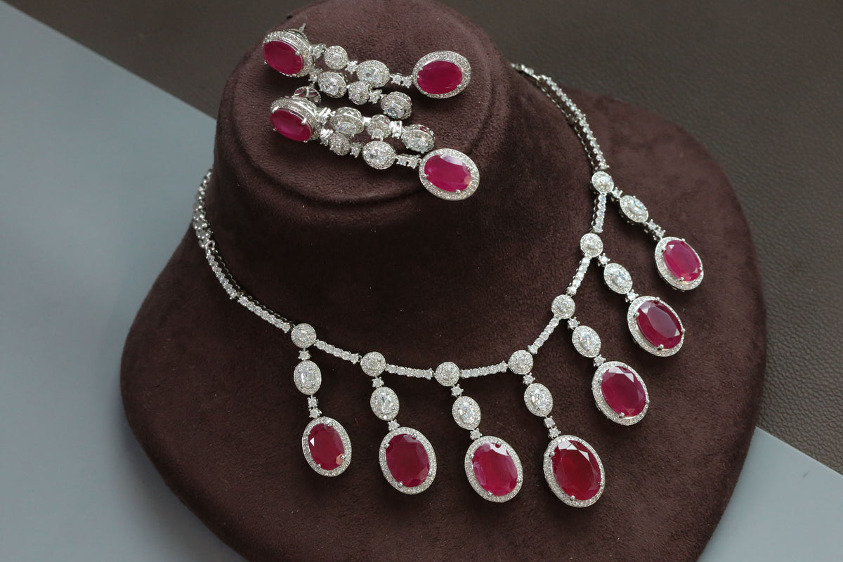 Lara Designer Micro CZ & Doublet Necklace Set