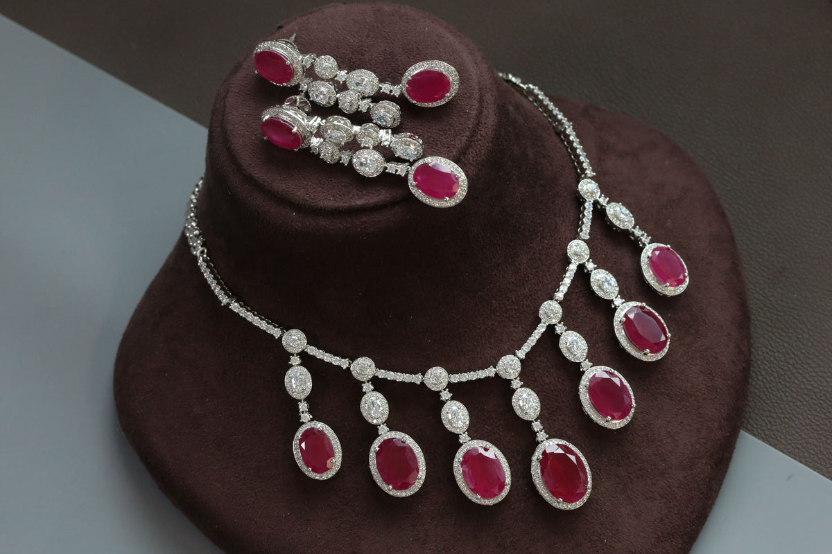 Lara Designer Micro CZ & Doublet Necklace Set