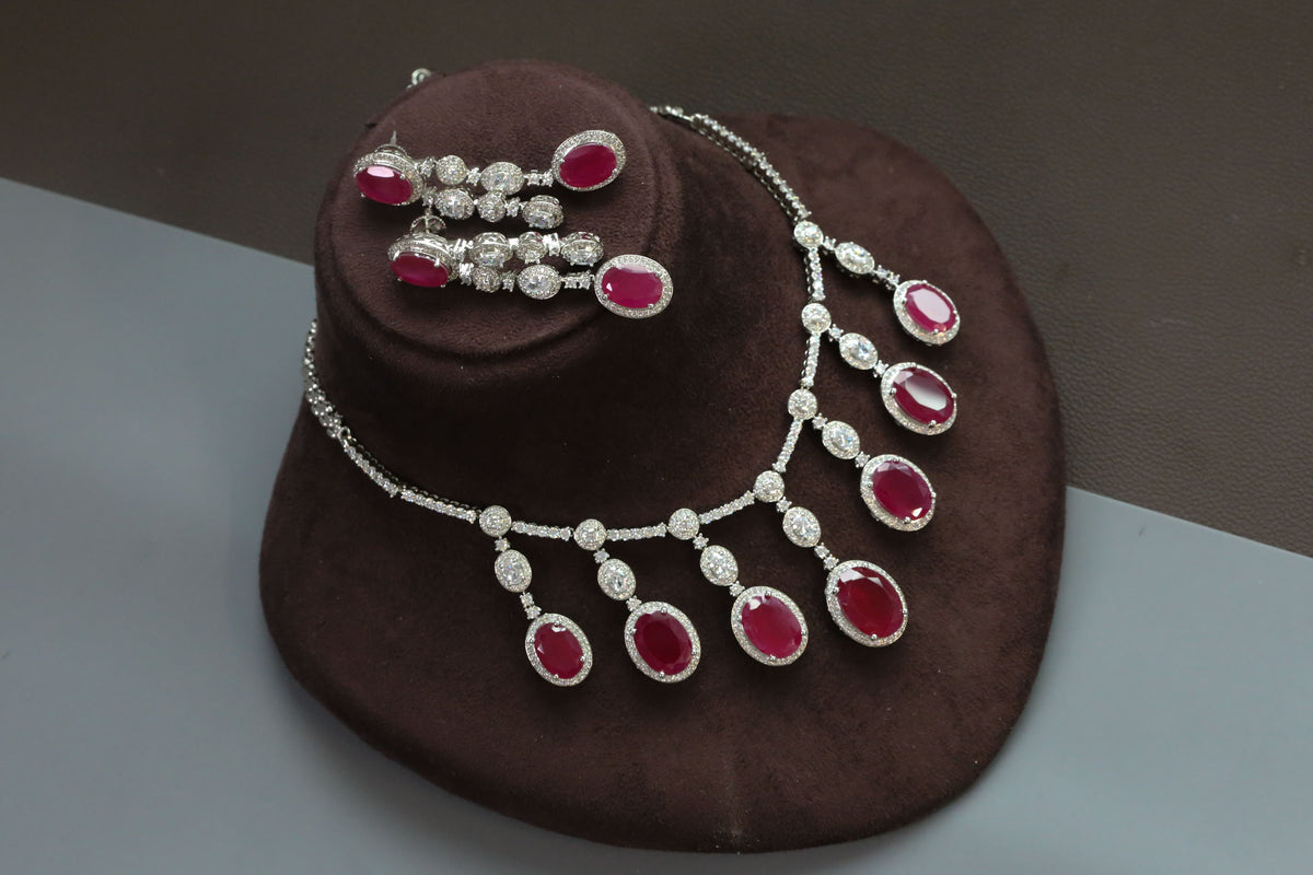 Lara Designer Micro CZ & Doublet Necklace Set