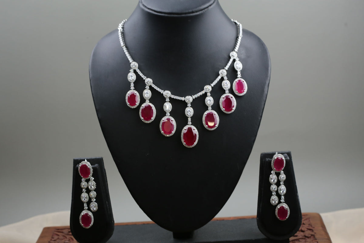 Lara Designer Micro CZ & Doublet Necklace Set