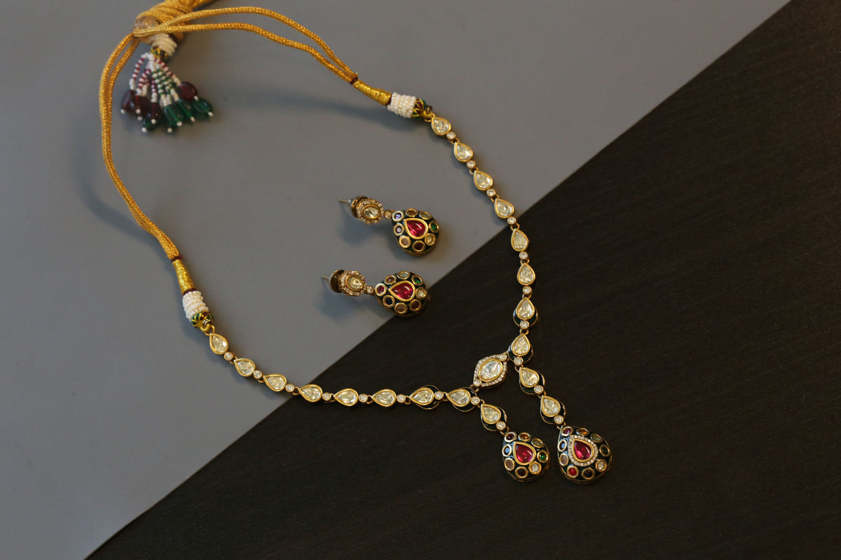 Rajwadi Bikaneri Fusion Kundan Necklace Set