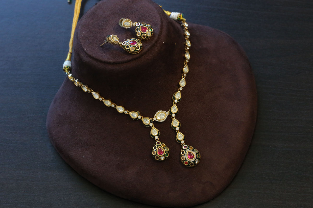 Rajwadi Bikaneri Fusion Kundan Necklace Set