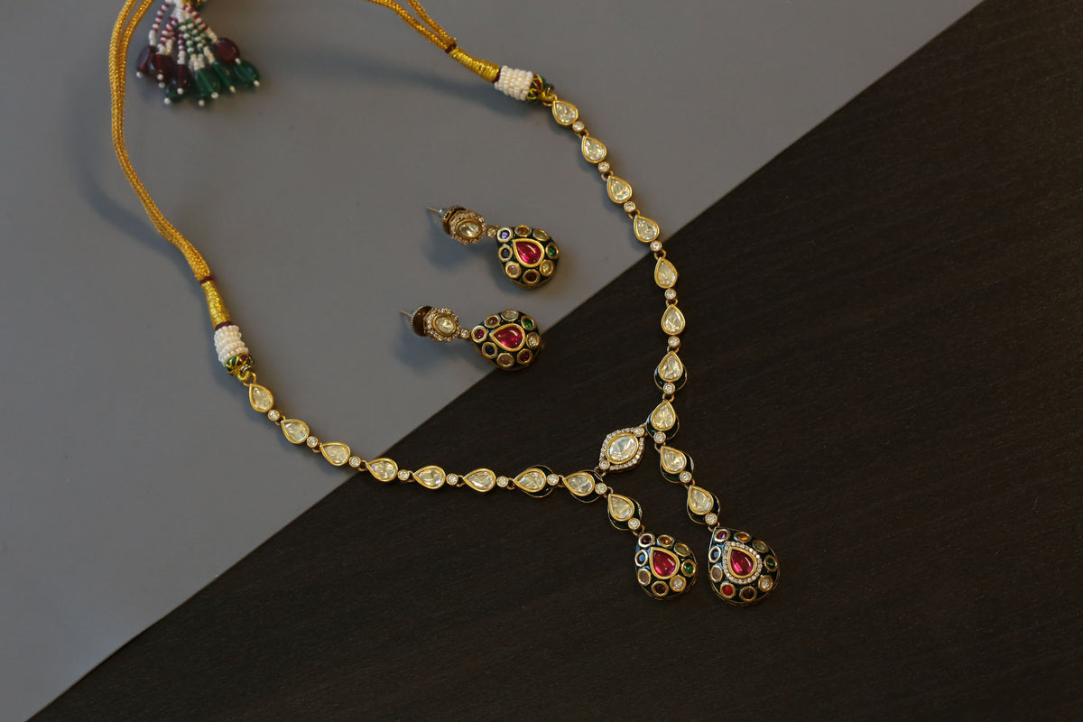 Rajwadi Bikaneri Fusion Kundan Necklace Set