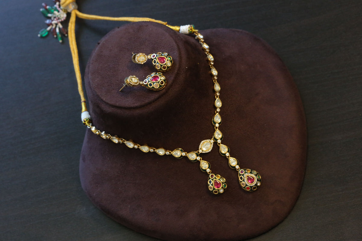 Rajwadi Bikaneri Fusion Kundan Necklace Set