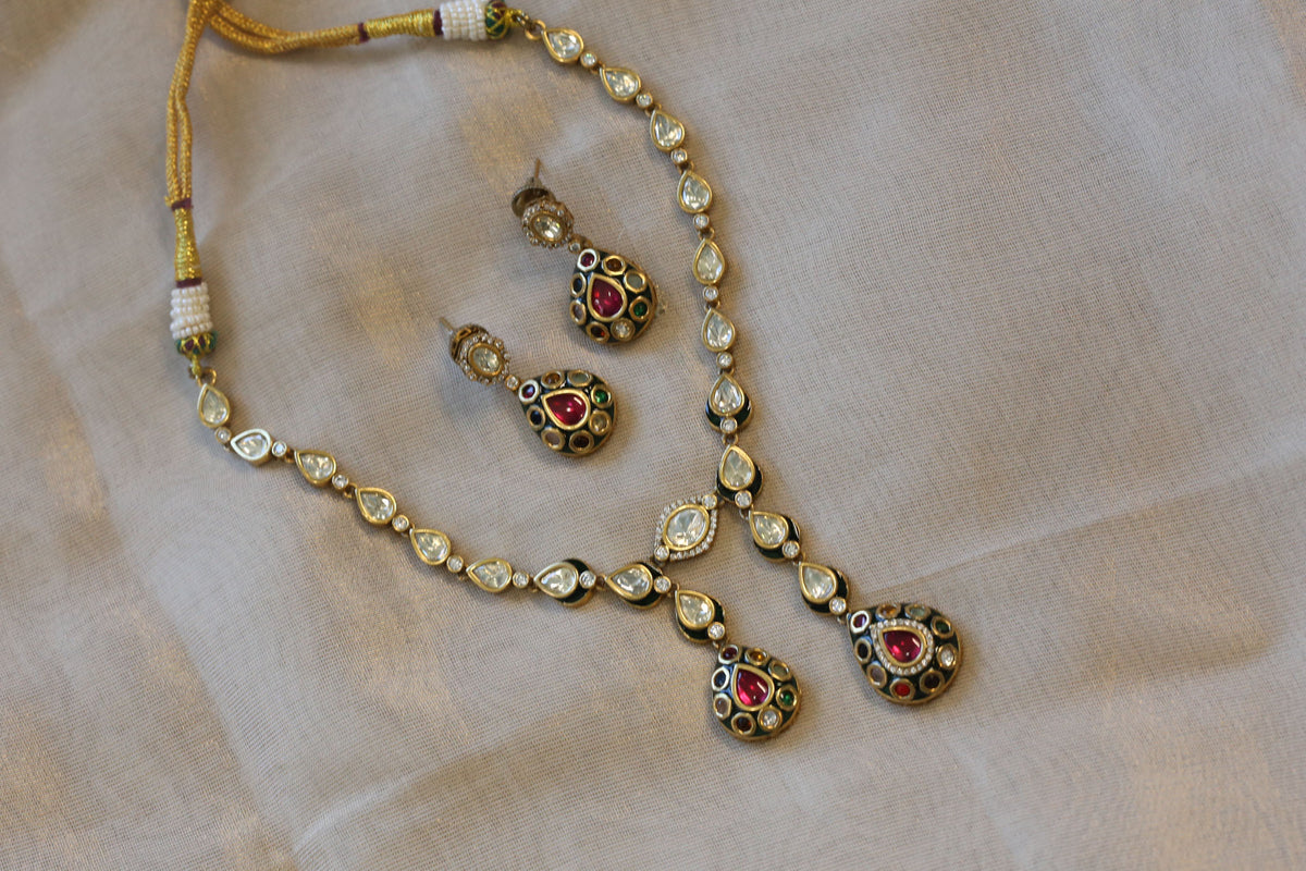 Rajwadi Bikaneri Fusion Kundan Necklace Set