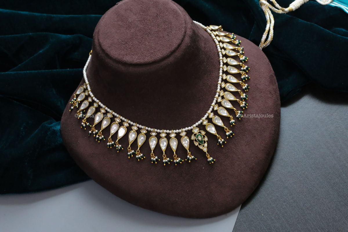 Jahan Handcrafted Jadau Kundan Necklace - Green Enamel