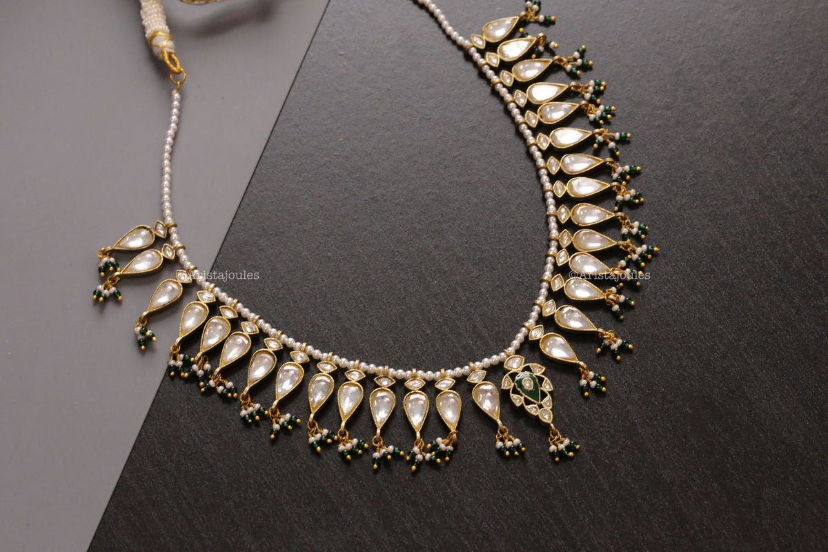 Jahan Handcrafted Jadau Kundan Necklace - Green Enamel