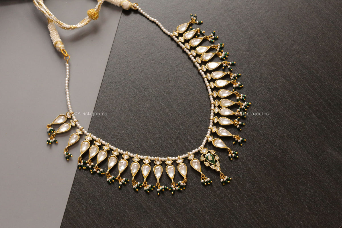 Jahan Handcrafted Jadau Kundan Necklace - Green Enamel