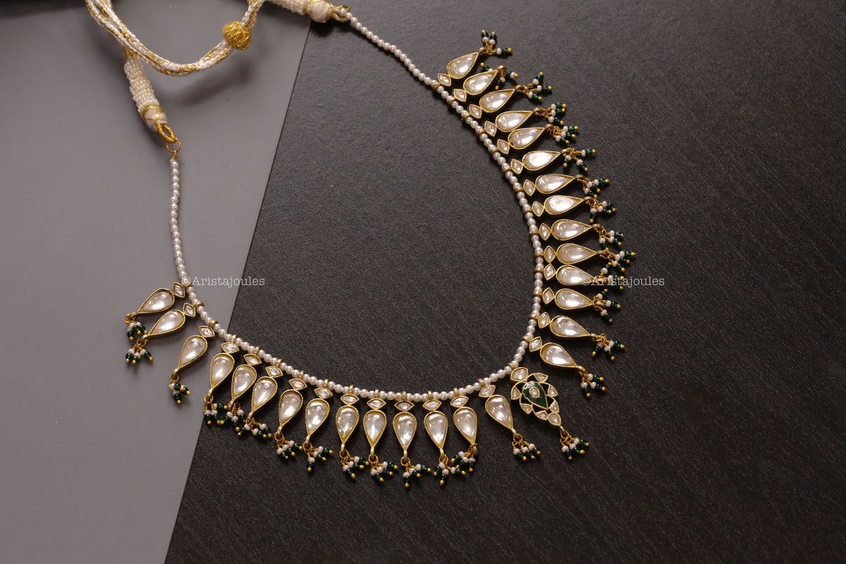 Jahan Handcrafted Jadau Kundan Necklace - Green Enamel