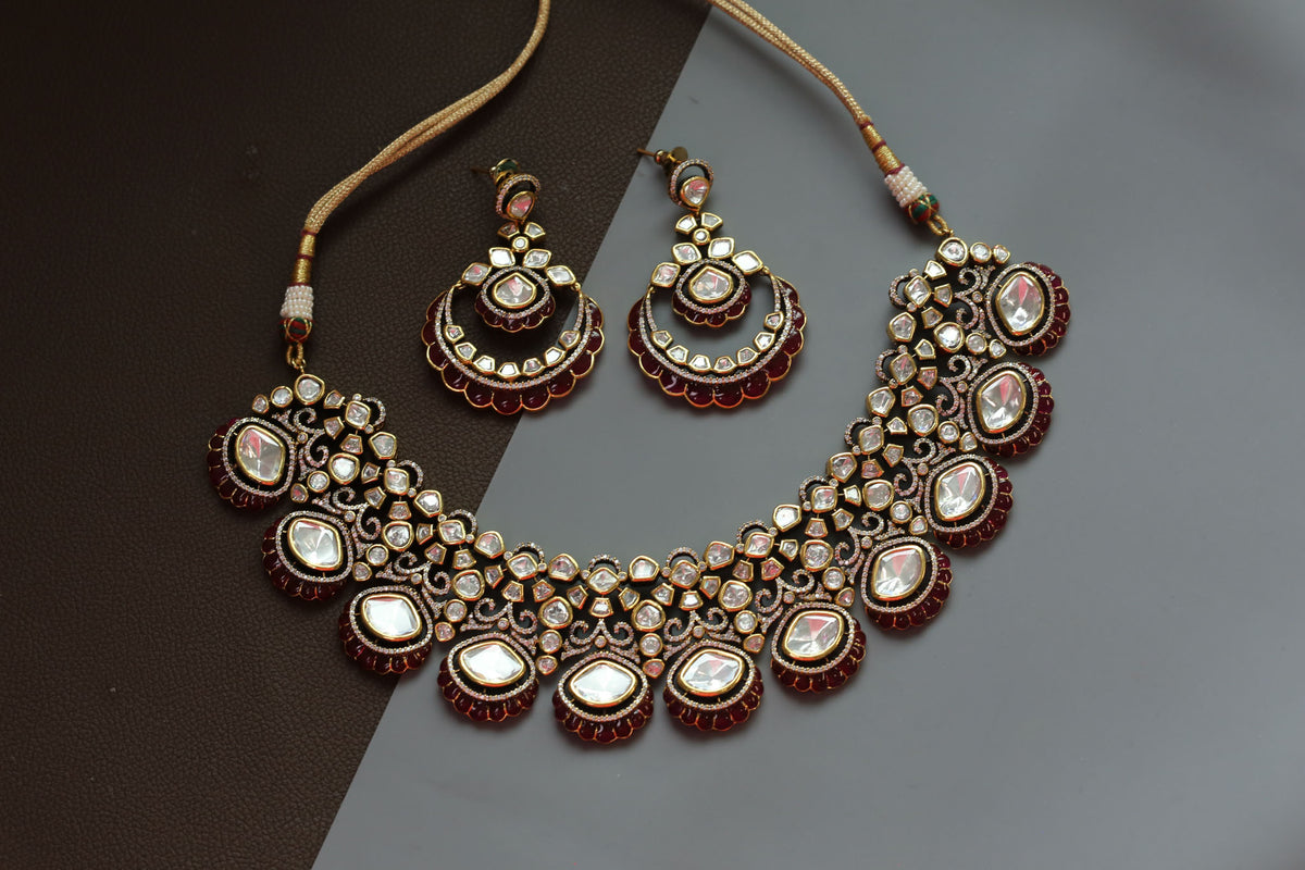 Nisaar Uncut Polki & RubyTakkar Kundan Necklace Set