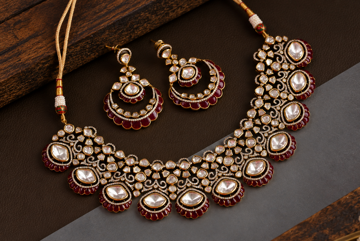 Nisaar Uncut Polki & RubyTakkar Kundan Necklace Set