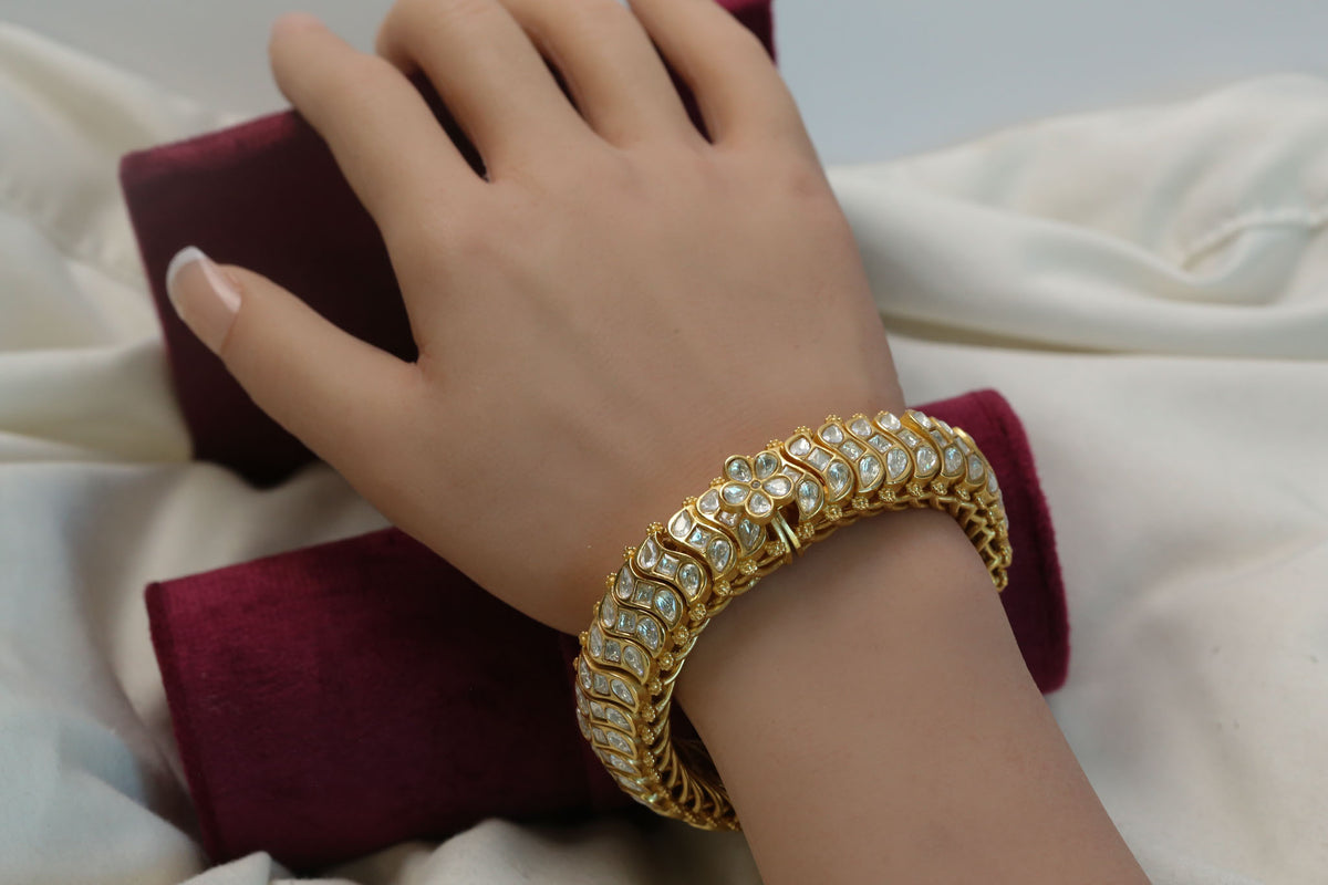 Premium Uncut Polki Sutlara Flexible Bracelet