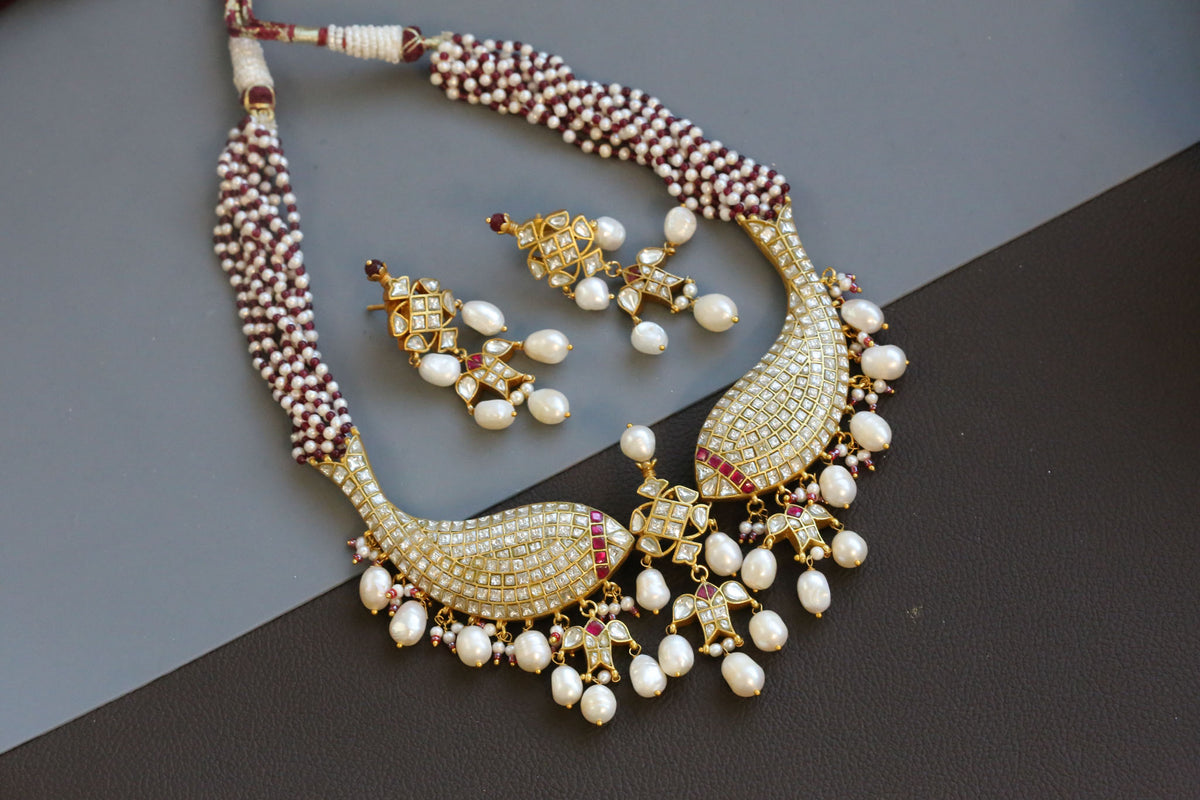 Matsya Fresh Water Pearls, Real Onyx & Jadau Kundan Set