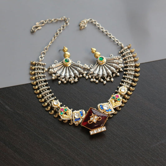 Fusion Kundan Brass Necklace Set