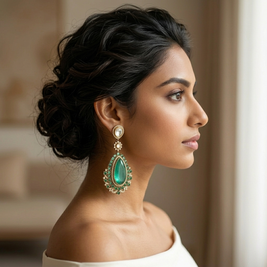 Long Premium Polki & Doublet Earrings