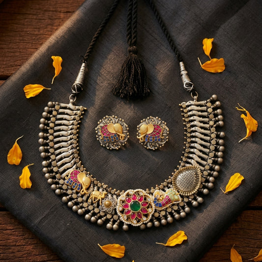 Jeet Fusion Kundan Brass Necklace Set