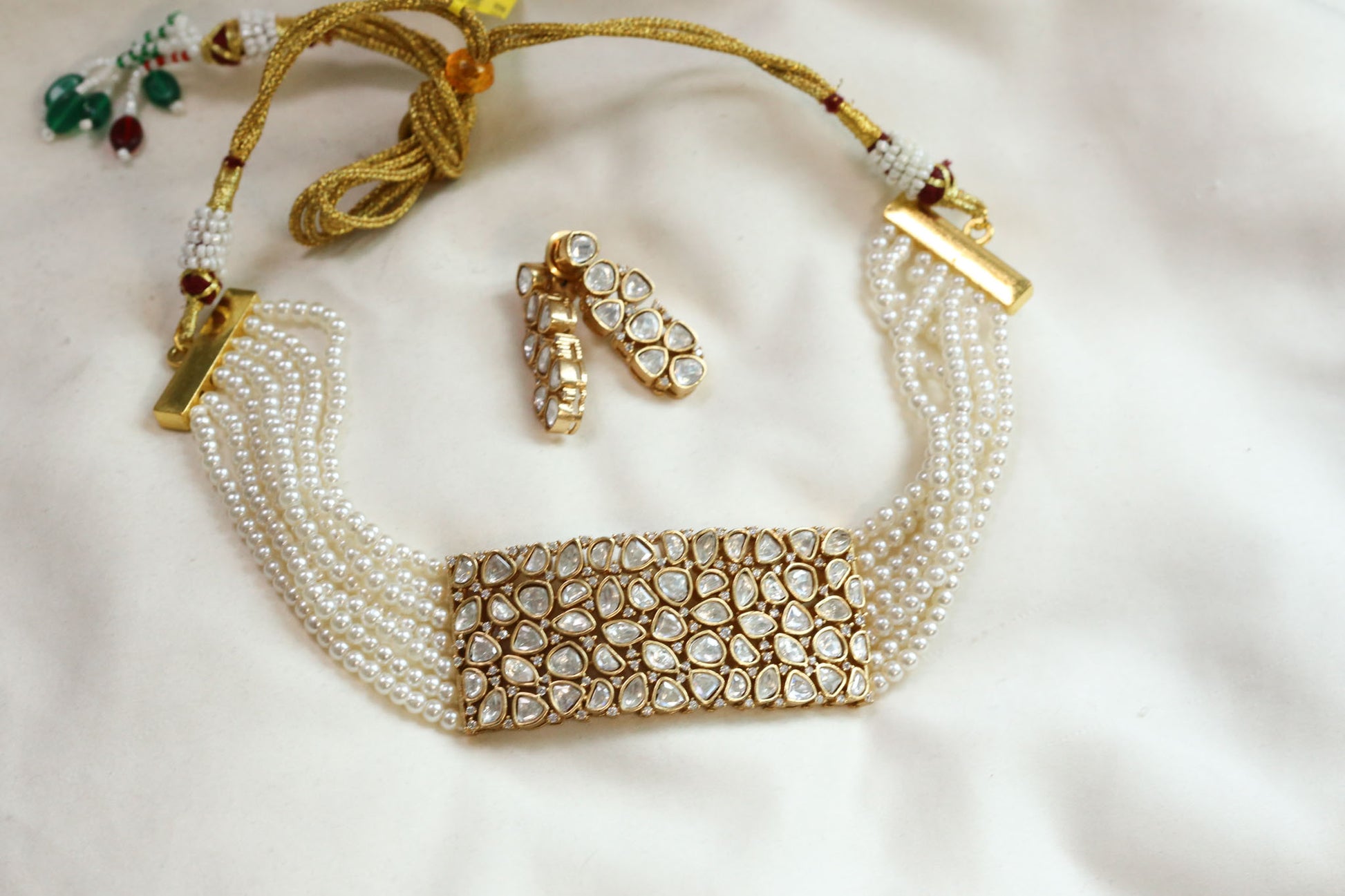 Madhubala Uncut Polki & Pearl Choker Set