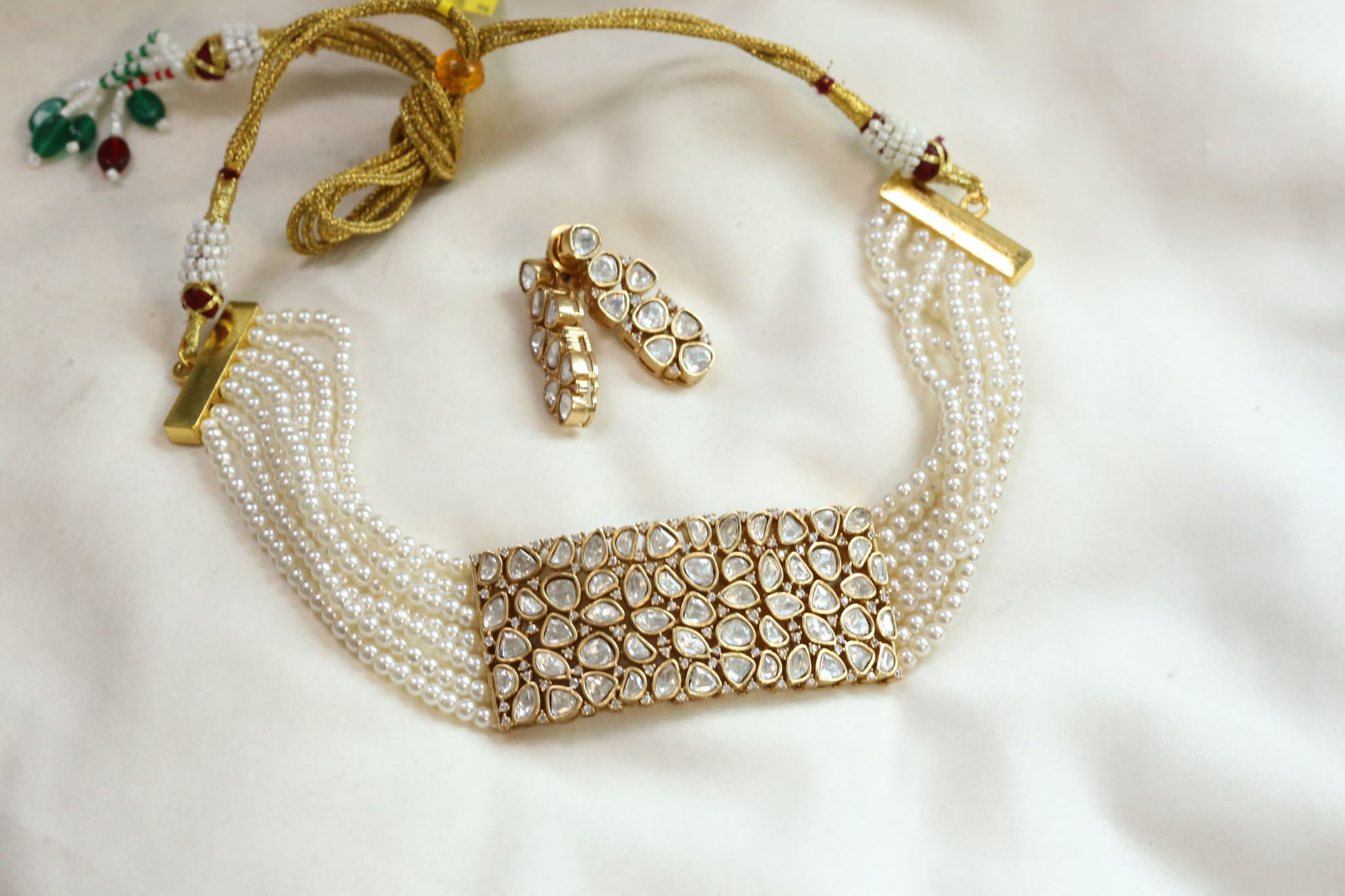 Madhubala Uncut Polki & Pearl Choker Set