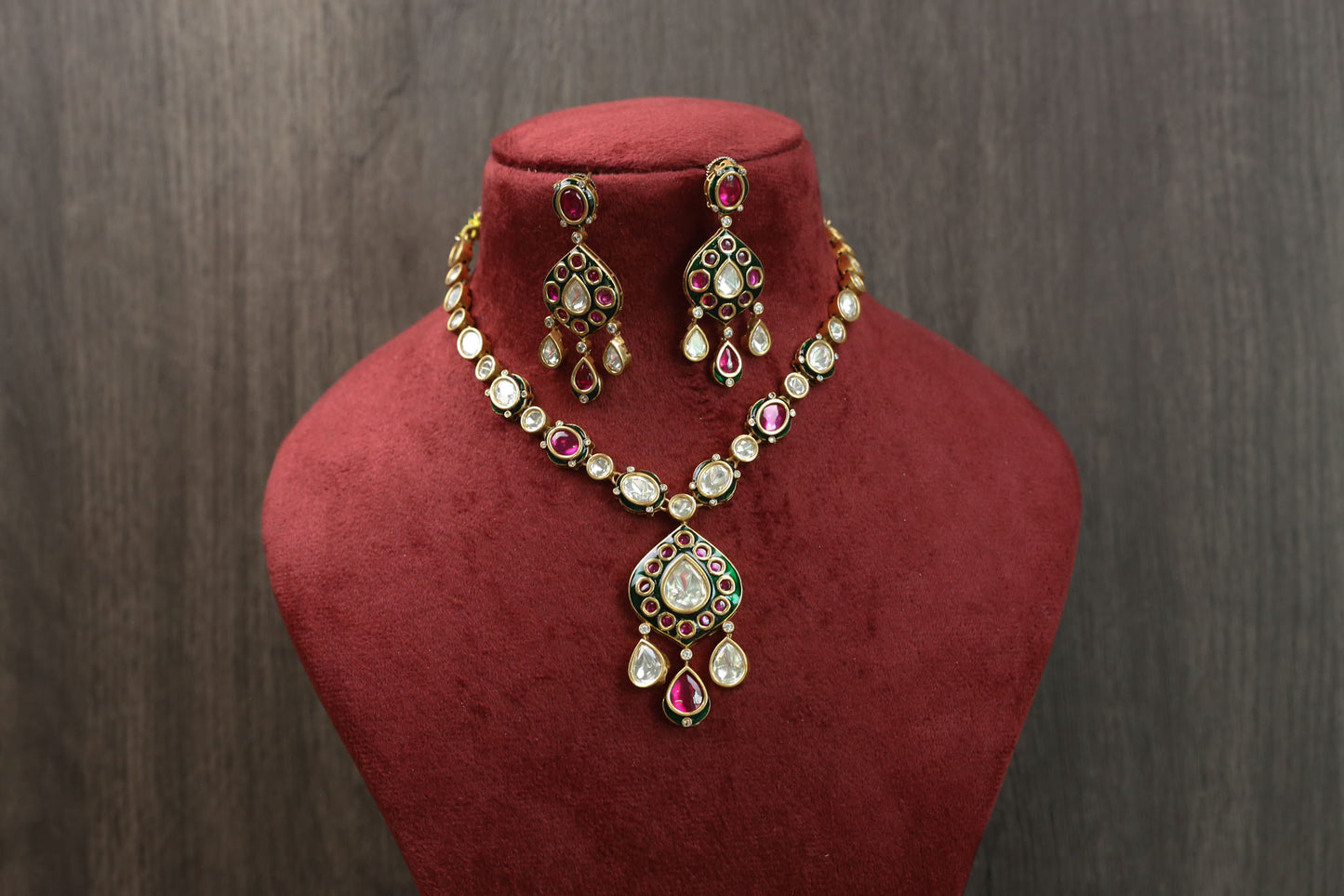 Rajwadi Kundan Uncut Polki Necklace Set -Style 1