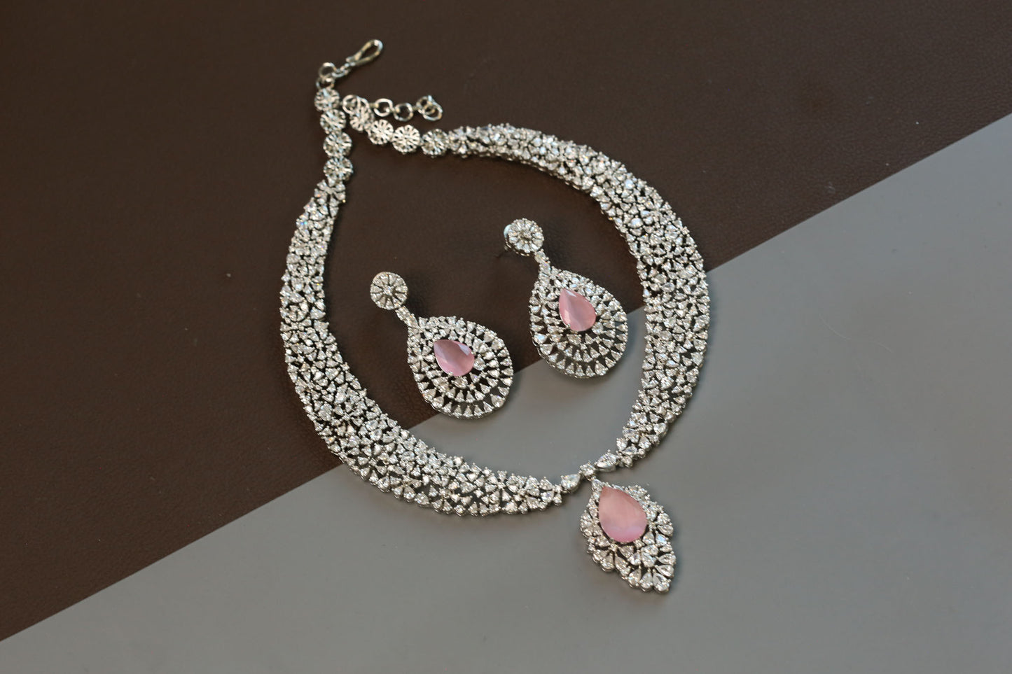 Sitara Premium Quality CZ Necklace Sets - Pink