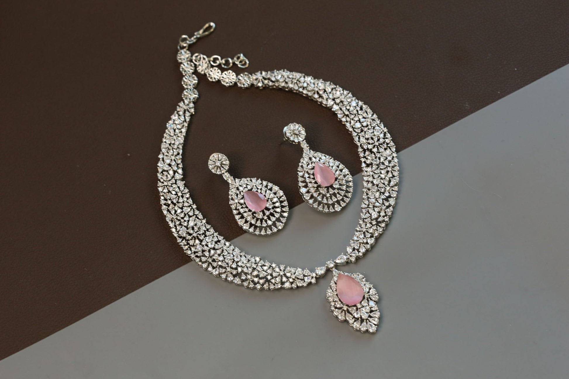 Sitara Premium Quality CZ Necklace Sets - Pink