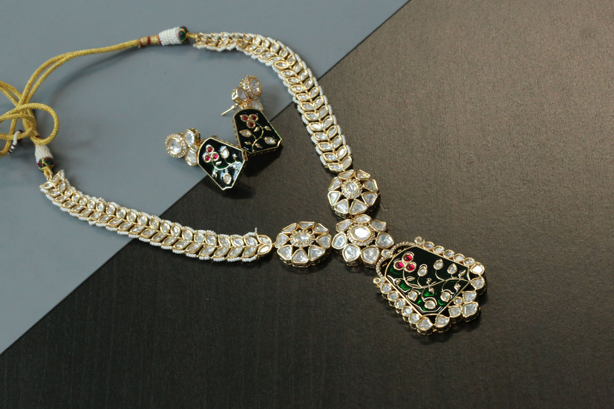 Mehrab Uncut Polki & Enamel Necklace Set