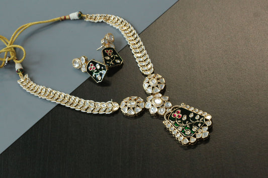 Mehrab Uncut Polki & Enamel Necklace Set