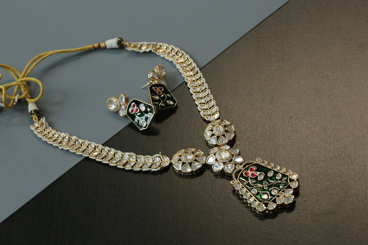 Mehrab Uncut Polki & Enamel Necklace Set
