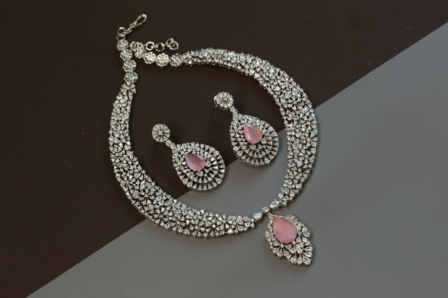 Sitara Premium Quality CZ Necklace Sets - Pink