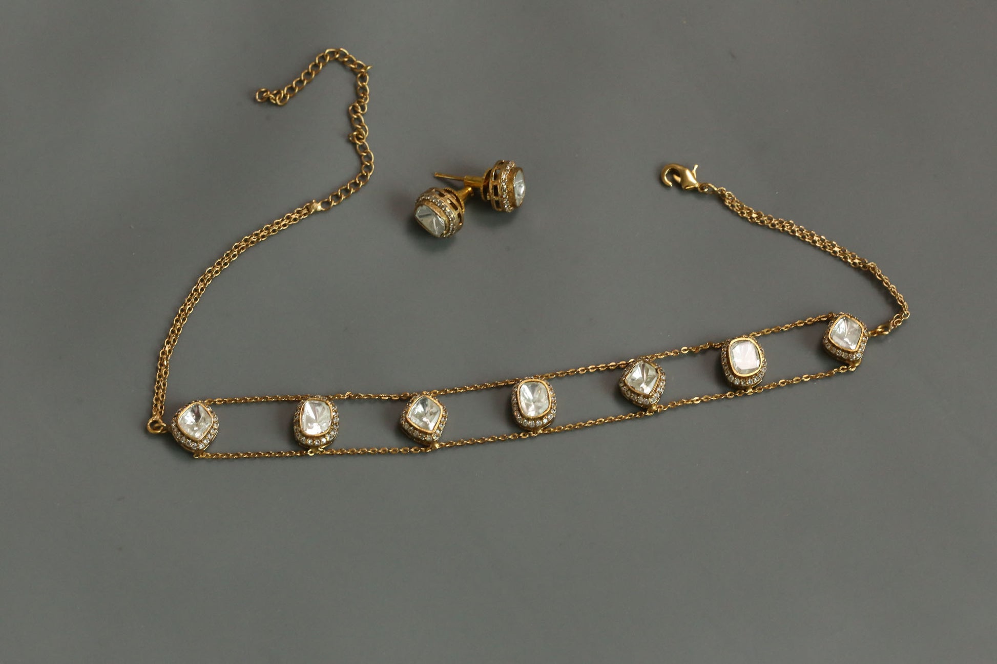 Manya Dainty Uncut Polki Choker Set