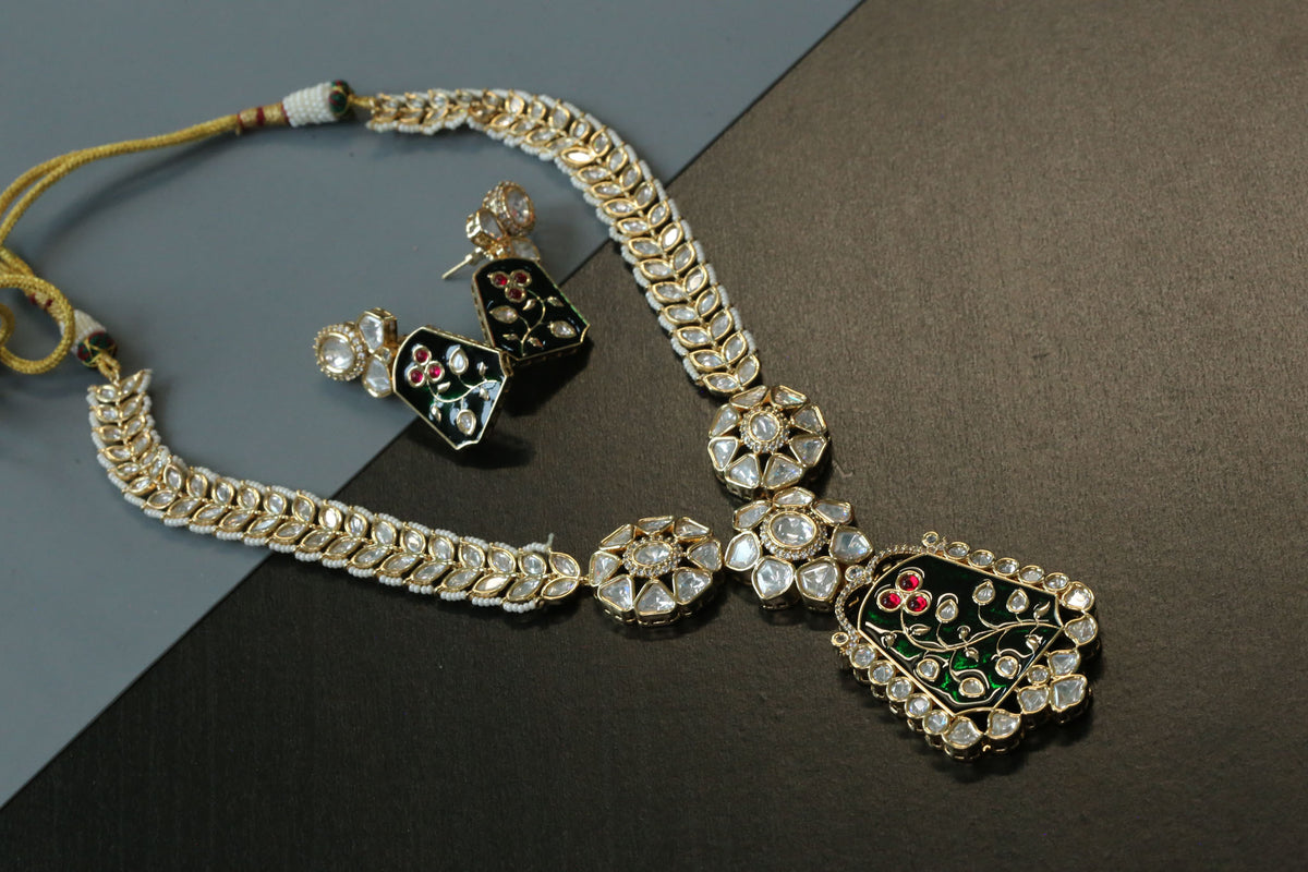 Mehrab Uncut Polki & Enamel Necklace Set