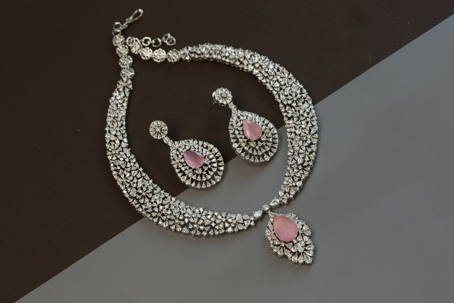 Sitara Premium Quality CZ Necklace Sets - Pink