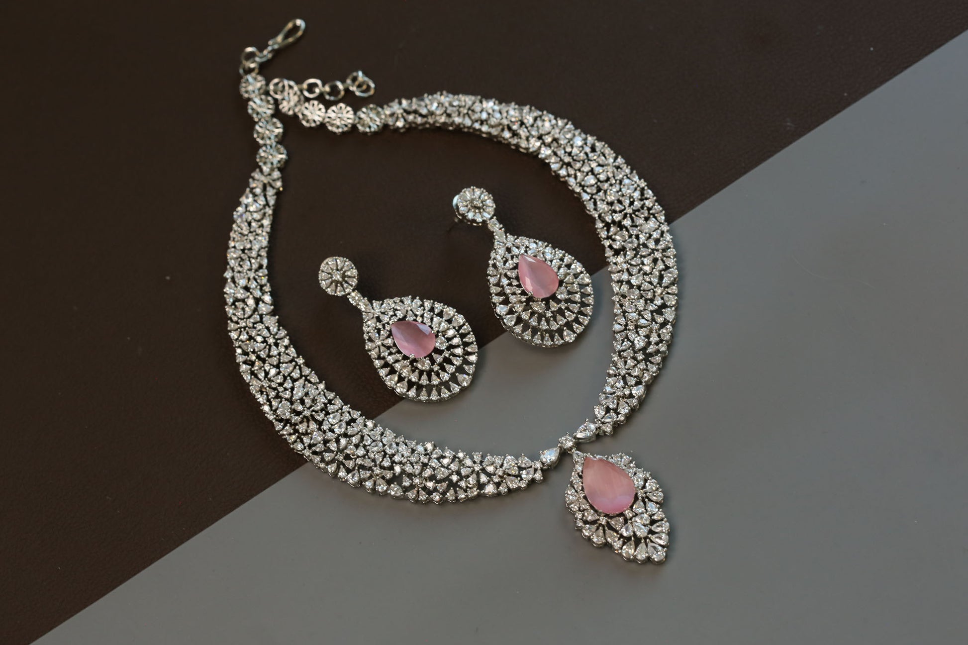 Sitara Premium Quality CZ Necklace Sets - Pink