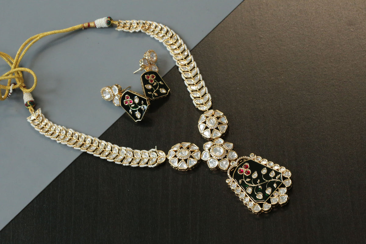 Mehrab Uncut Polki & Enamel Necklace Set