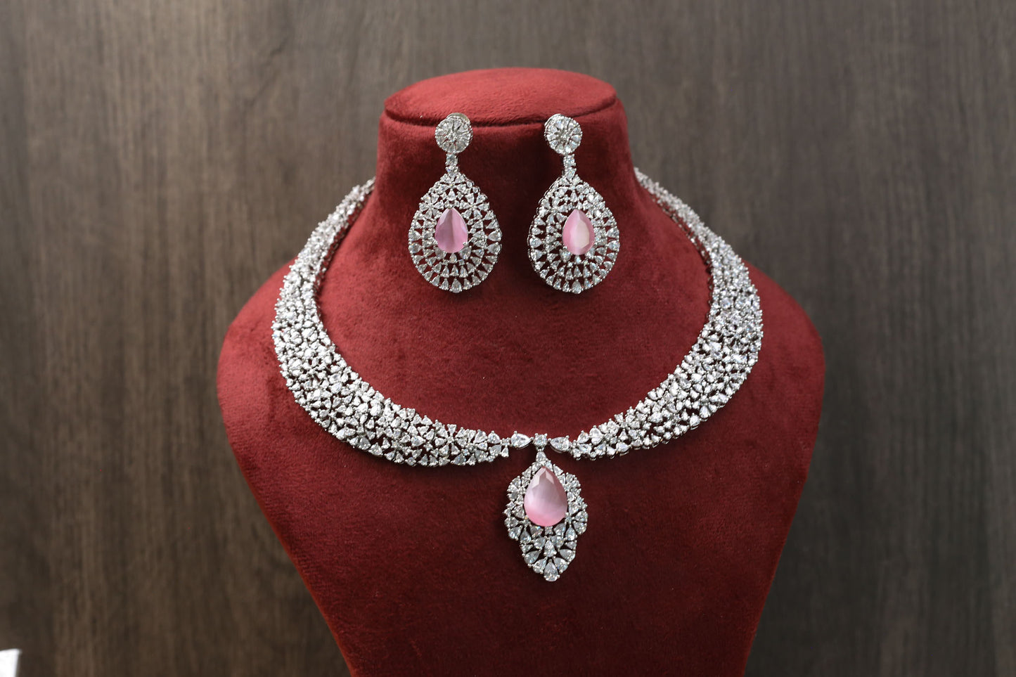 Sitara Premium Quality CZ Necklace Sets - Pink