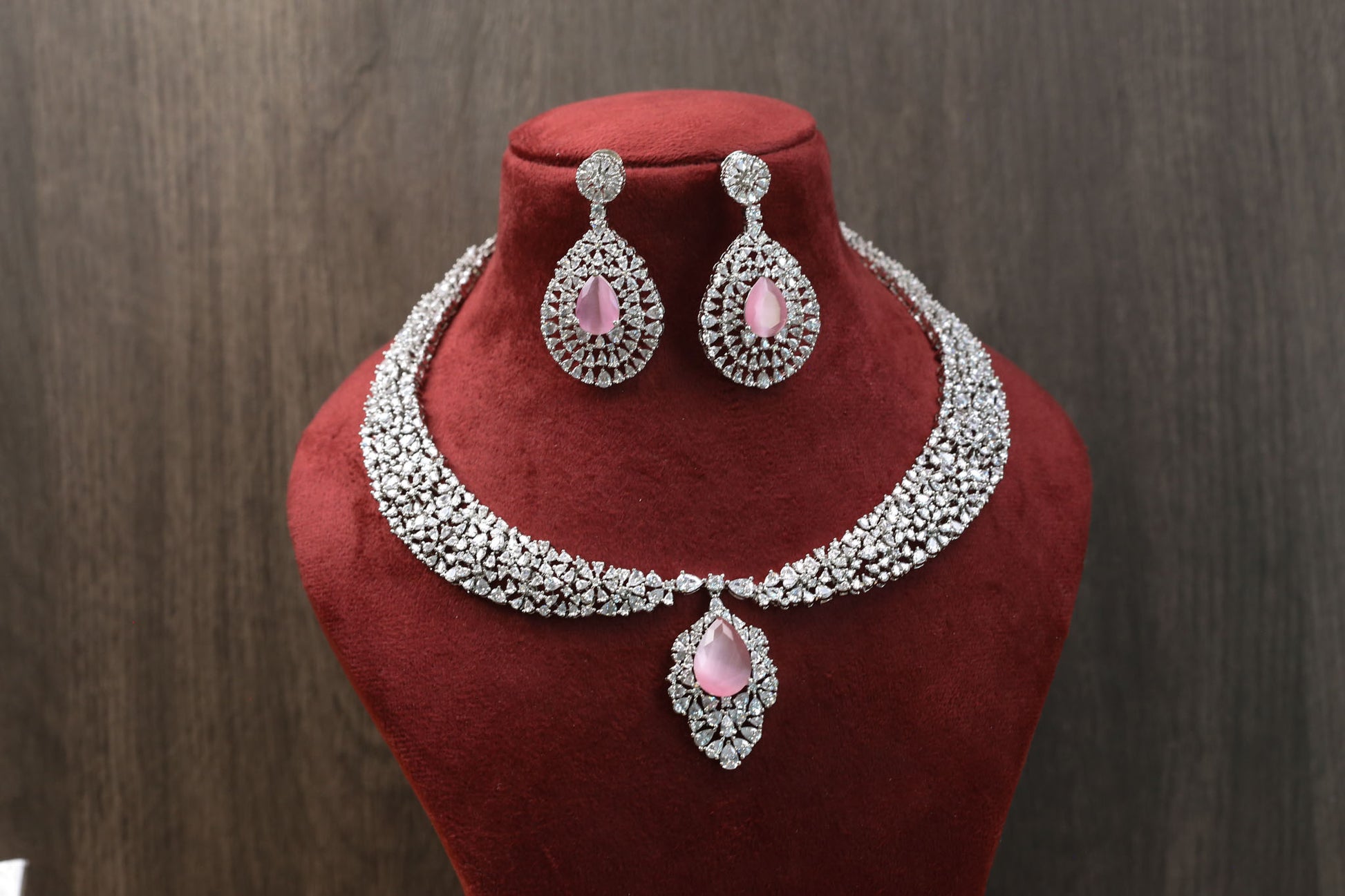 Sitara Premium Quality CZ Necklace Sets - Pink