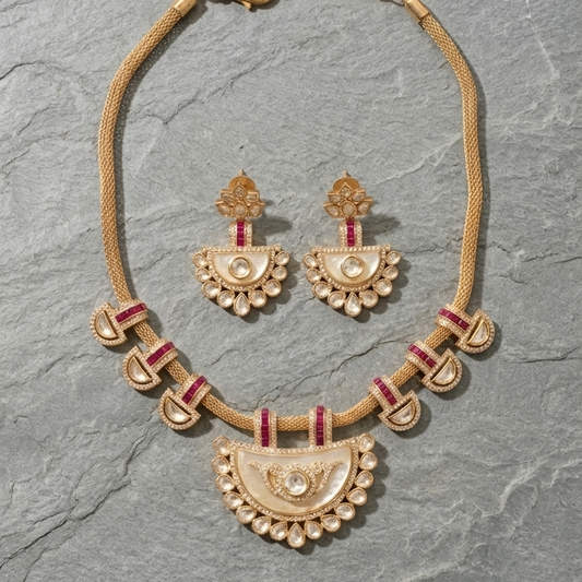 Invisible Setting CZ & MOP Necklace Set