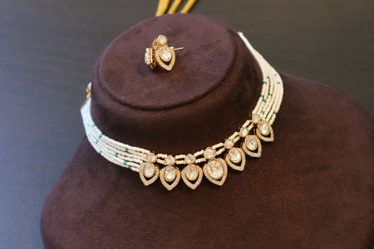 Dainty Uncut Polki Choker Necklace Set