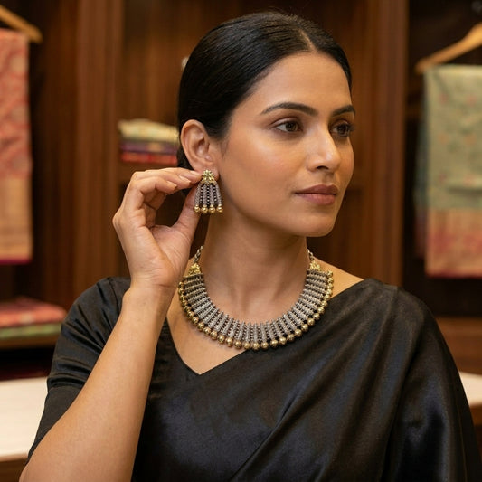 Dual Tone Brass Necklace Set