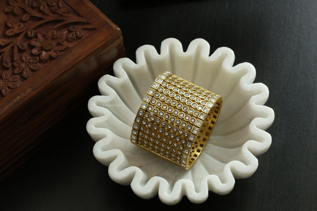 Vintage Gold Designer Jadau Bangle (Openable) - 2.4
