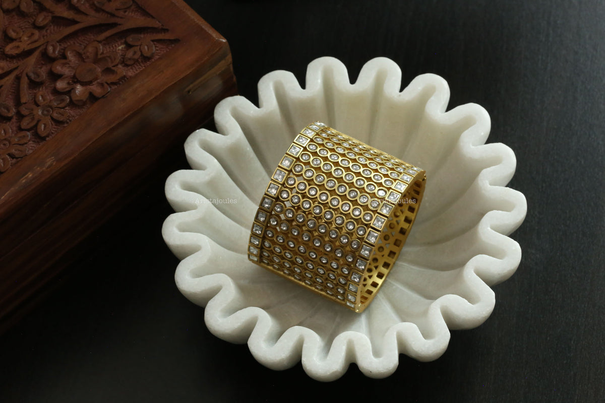 Vintage Gold Designer Jadau Bangle (Openable) - 2.4