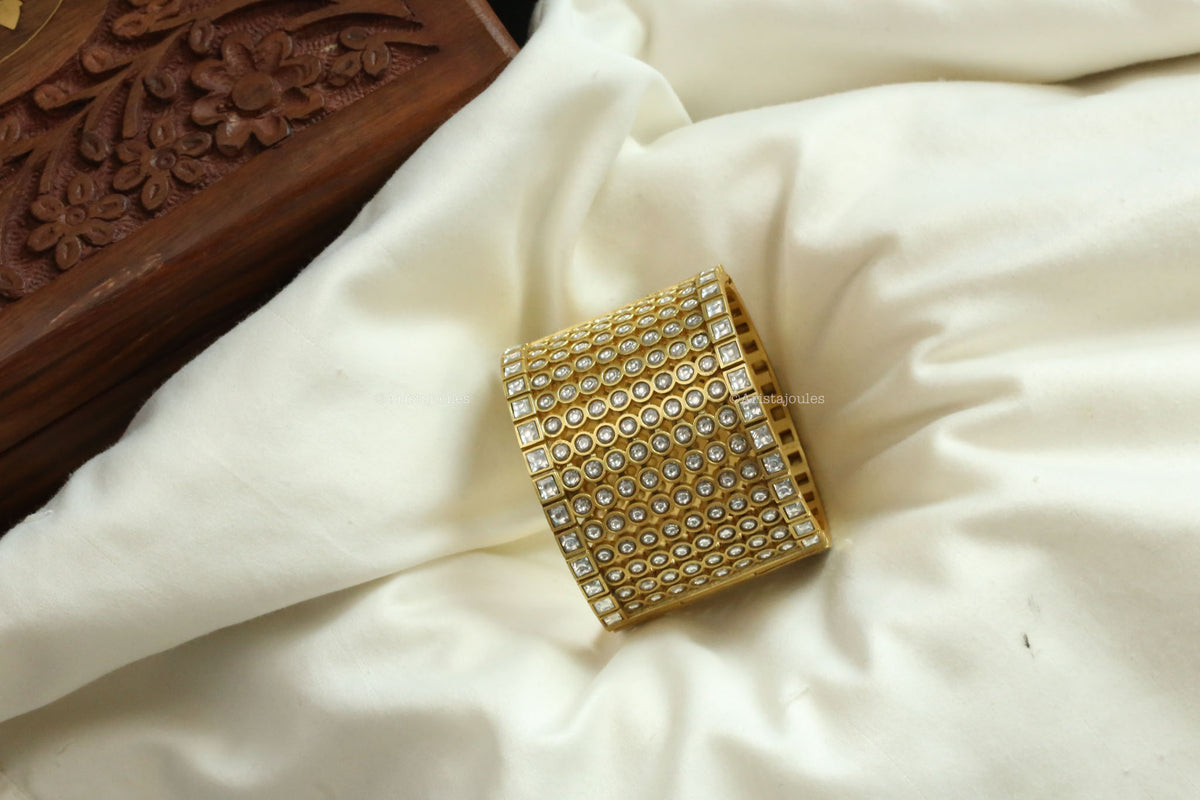 Vintage Gold Designer Jadau Bangle (Openable) - 2.4