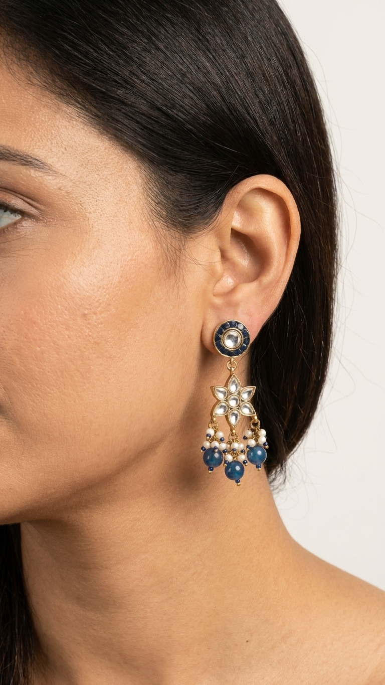 Richa Vintage Gold Takkar Kundan Earrings