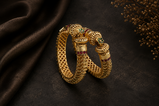Kemp Gold Plated Filigree Bangles (Openable 2.4)