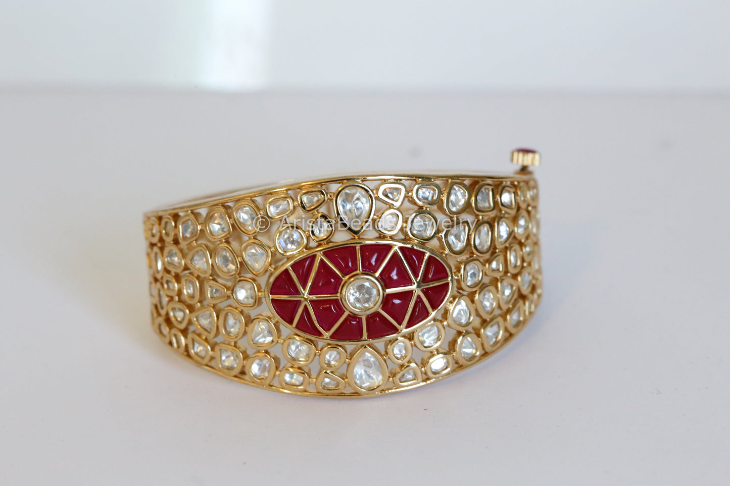 Premium Quality Broad Ruby Kundan Bracelet