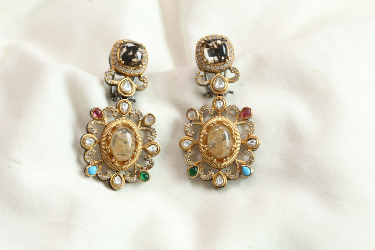 Sabya Semiprecious Stones Earrings - Smokey