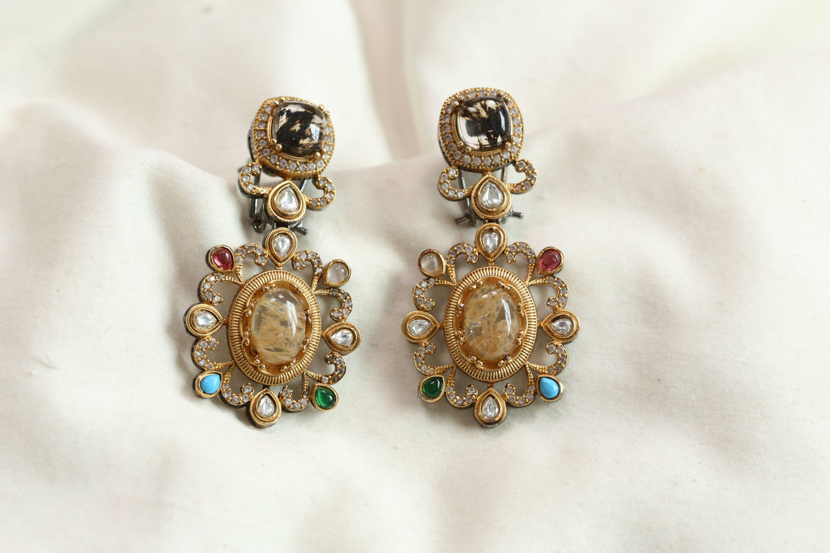 Sabya Semiprecious Stones Earrings - Smokey